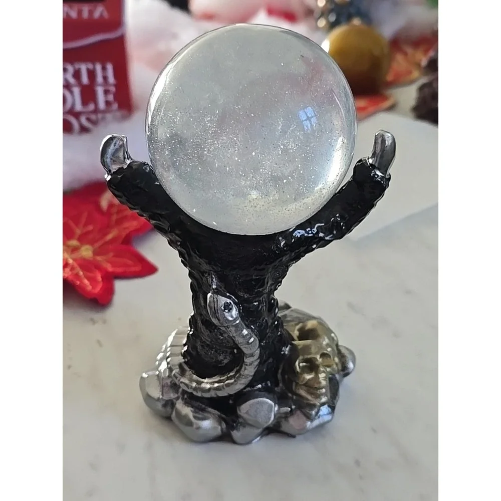 Handmade Resin Claw Snake Hand With Crystal Ball Black Decoration Gift 636